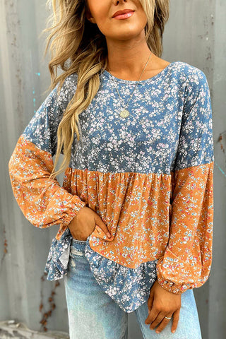 Floral Patchwork Long Sleeve Blouse