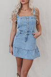 Button-Front Casual Denim Dress