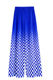 Checkerboard Wide-Leg Casual Pants