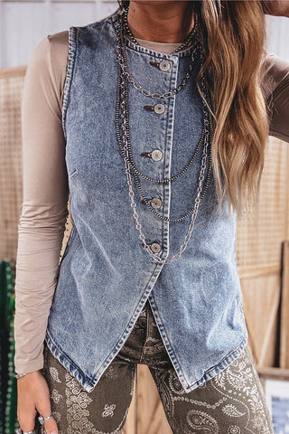 Button-Front Layered Tank Top