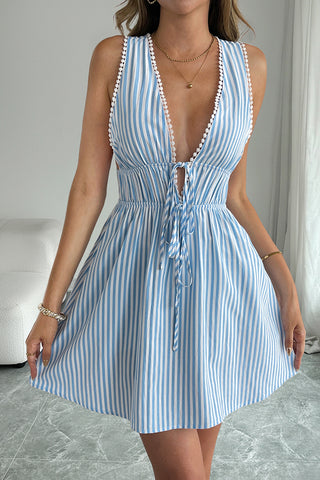 Striped Tie-Front Casual Dress