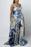 Tie-Dye Halter Evening Dress
