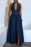 Halter Tie Denim Dress