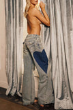 Wide-Leg Casual Denim Pants