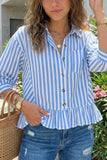 Striped Button-Front Blouse
