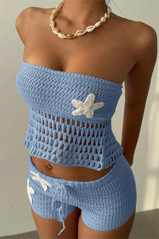 Crochet Strapless Short Set