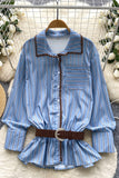 Striped Shirt with Belt Detail