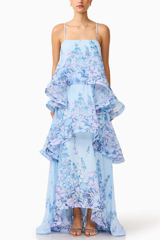 Layered Ruffle Floral Maxi Dress