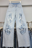 Floral Embellished Wide Leg Jeans