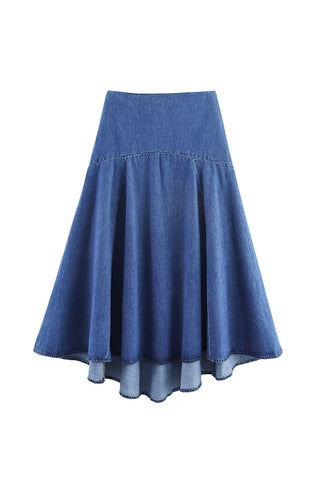 High-Low Denim Flowing Skirt