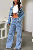 Casual Straight-Leg Patchwork Jeans