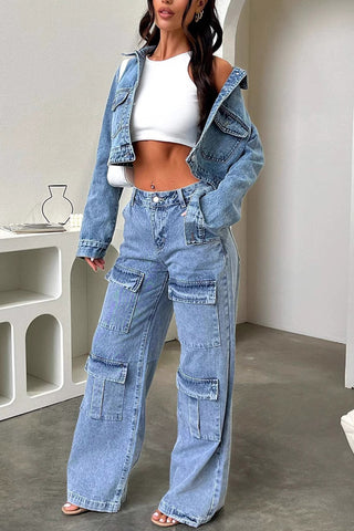 Casual Straight-Leg Patchwork Jeans