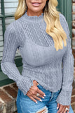 Flounced Mock Neck Long Sleeve Top