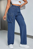 Cargo Pocket Straight-Leg Jeans