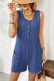 Sleeveless Button-Up Ribbed Romper