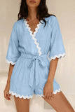 Scalloped Trim Wrap Romper