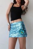 Floral Embellished Sequin Mini Skirt