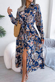 Patterned Shirt Dress with Waist Tie