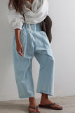 Relaxed-Fit Tie-Waist Denim Pants