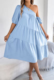 One-Shoulder Tiered Dress