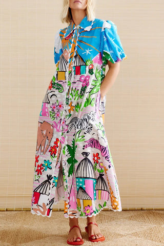 Graphic Print Casual Shirt Dress