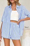 Striped Buttoned Short Set