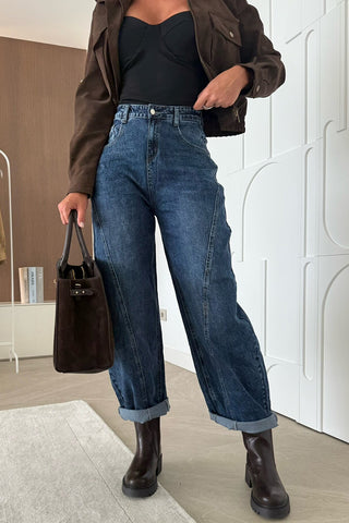 High-Waisted Straight-Leg Jeans