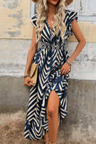 Striped Ruffle Hem Maxi Dress