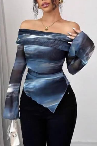 Off-Shoulder Long Sleeve Blouse