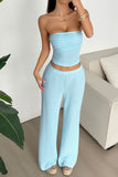 Strapless Wide Leg Pants Set