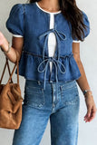Tie-Front Peplum T-Shirt