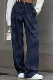 Pinstripe Wide-Leg Pants