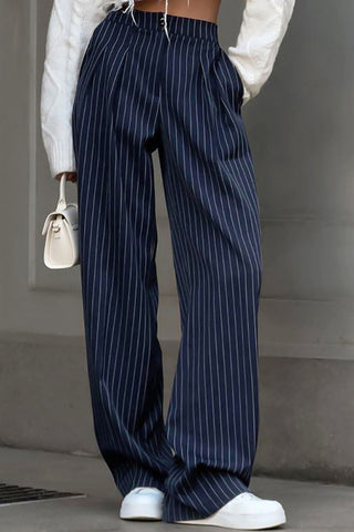 Pinstripe Wide-Leg Pants