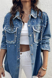 Embellished Denim Jacket with Frayed Edges