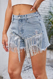Embellished Fringe Denim Shorts