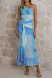 One-Shoulder Draped Casual Dress