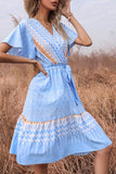 V-Neck Tie-Waist Casual Dress