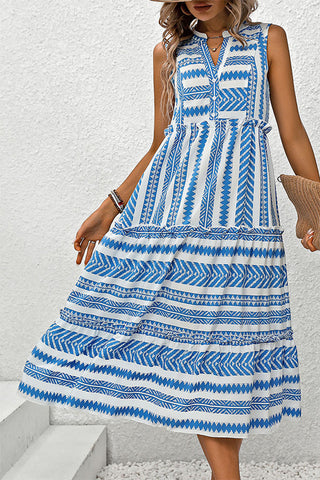 Sleeveless Geometric Print Casual Dress