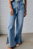 Split-Hem Straight Jeans