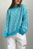 Patterned Knit Crewneck Sweater
