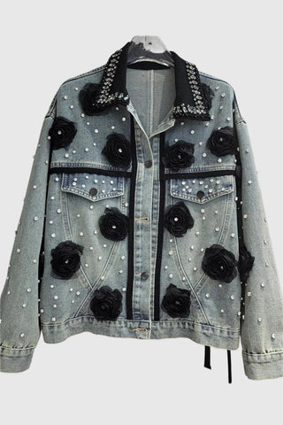 Embellished Floral Denim Jacket