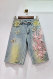 Floral Denim Shorts
