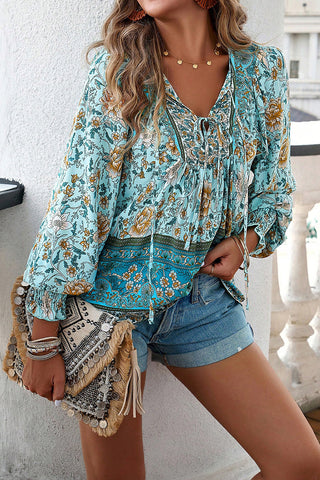 Floral Boho Blouse with Billowy Sleeves