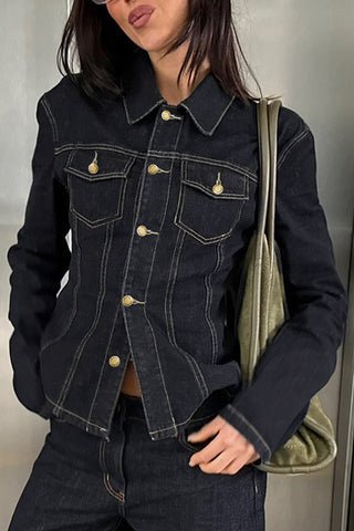 Structured Button-Down Denim Jacket