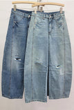 Distressed Wide-Leg Denim Pants
