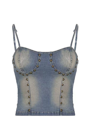 Studded Denim Tank Top