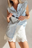 Ruffle Trim Sleeveless Blouse