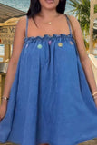 Floral Denim Swing Dress