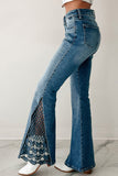 High-Waist Flare Jeans with Lace Hem