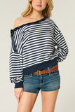 Off-Shoulder Striped Sweatshirt